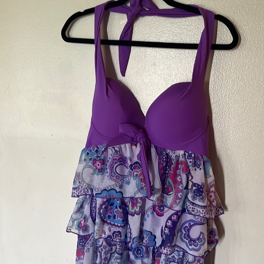 Purple paisley XXL tankini set